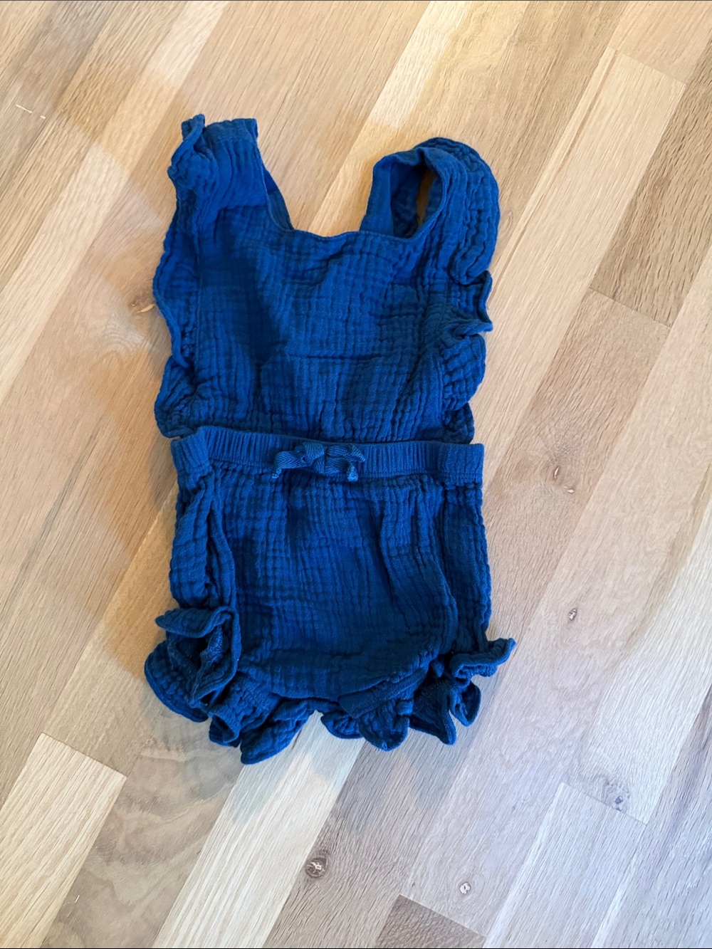 Girls Navy Ruffle Romper - Brand Unspecified